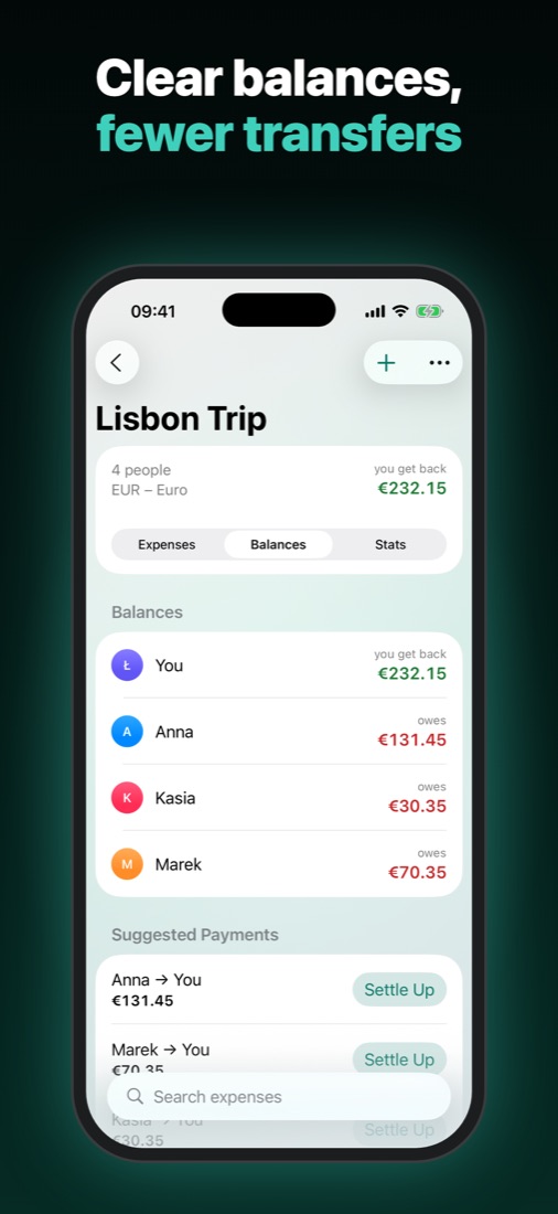 Balances and suggested payments